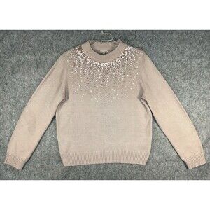 Juicy Couture Sweater Pink Sequin Bedazzled Women’s Long Sleeve Size 2XL